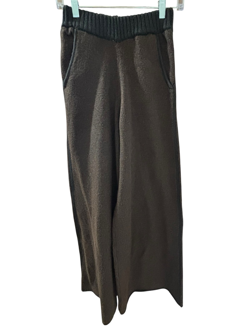 WeWoreWhat Women's Pull On Piped Wide Leg Pant Heather Brown/Black Size XXS